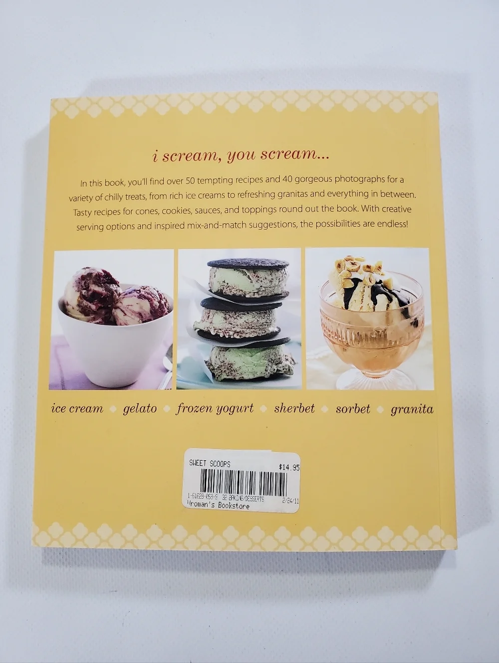 🟢 Sweet Scoops Shelly Kaldunski Ice Cream Gelato Sorbet Dessert Cookbook